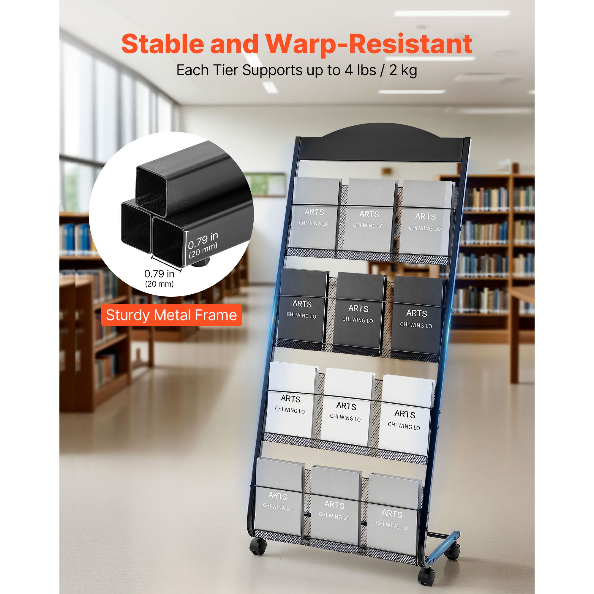 Magazine Holder Rack - Brochure Display Rack, 4-Tier Magazine Literature