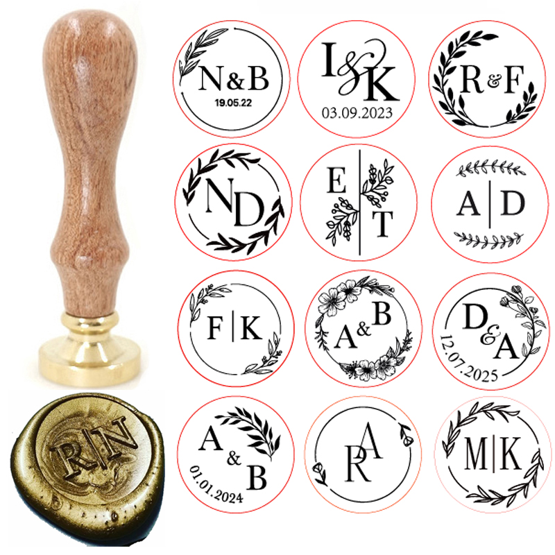 Wax Seal Stamp Set - Custom Brass Wax Seal Stamp with