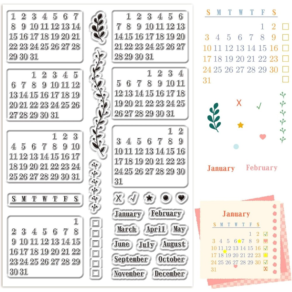 Calendar Clear Stamps Sheets R - Rubber Date Stamp recension och pris