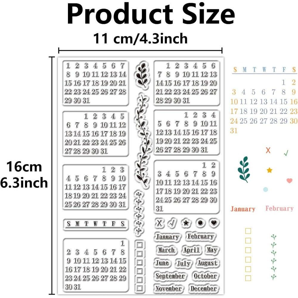 Calendar Clear Stamps Sheets R - Rubber Date Stamp recension och pris