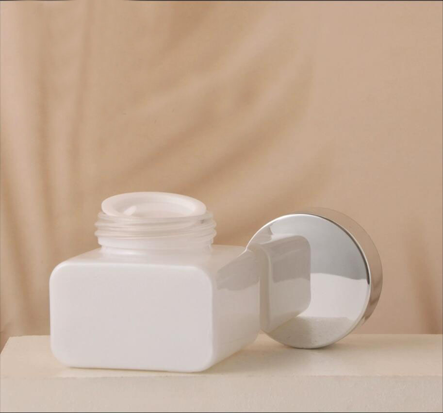 30G white glass jar silver lid - Gel Refill Pack recension och pris