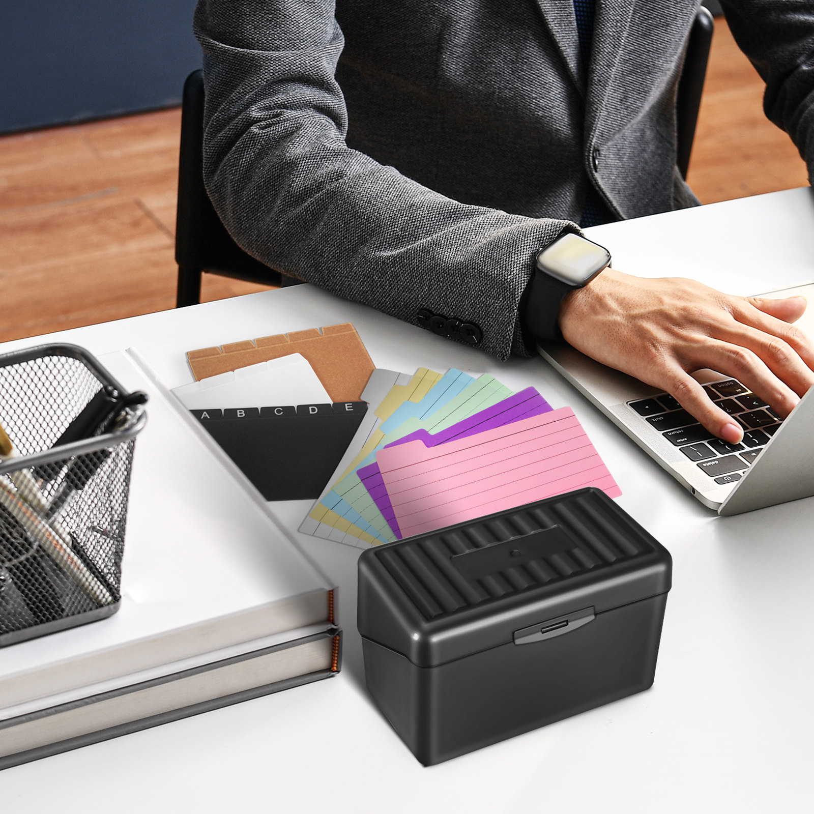 1Set Desktop Card Organizer Bo - Card Index Box recension och pris
