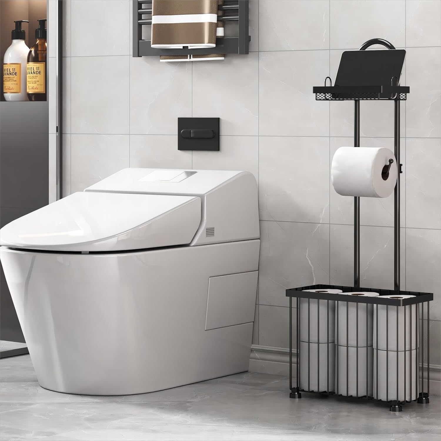 Black household bathroom tissu - Magazine Holder Rack recension och pris
