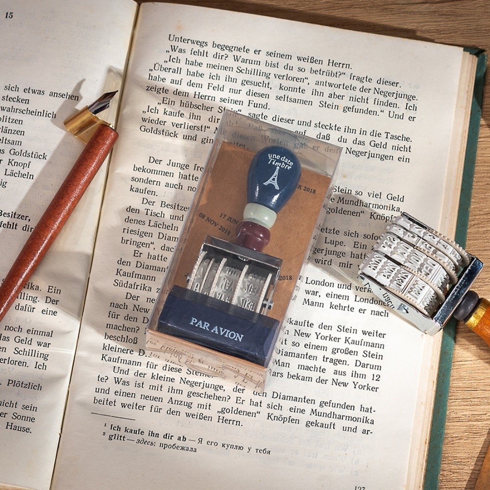 Retro Wooden Roller Date Seal  - Rubber Date Stamp recension och pris