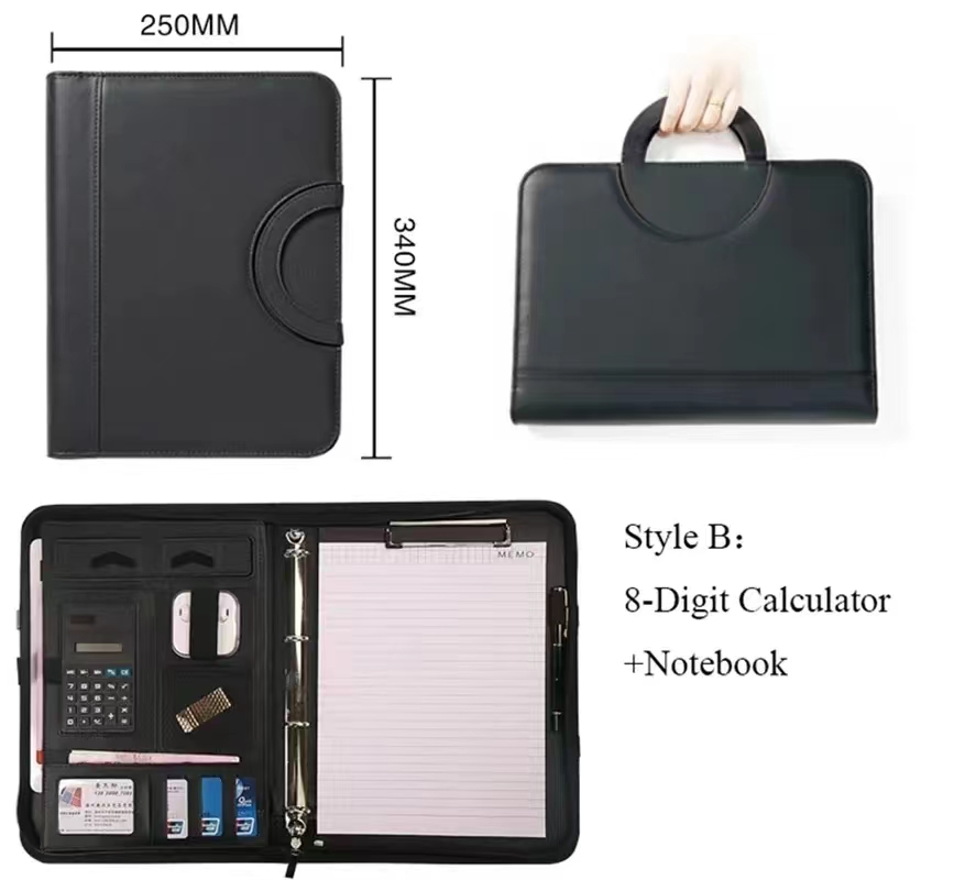 PU leather A4 zipper calculato - Binder A4 Lever recension och pris
