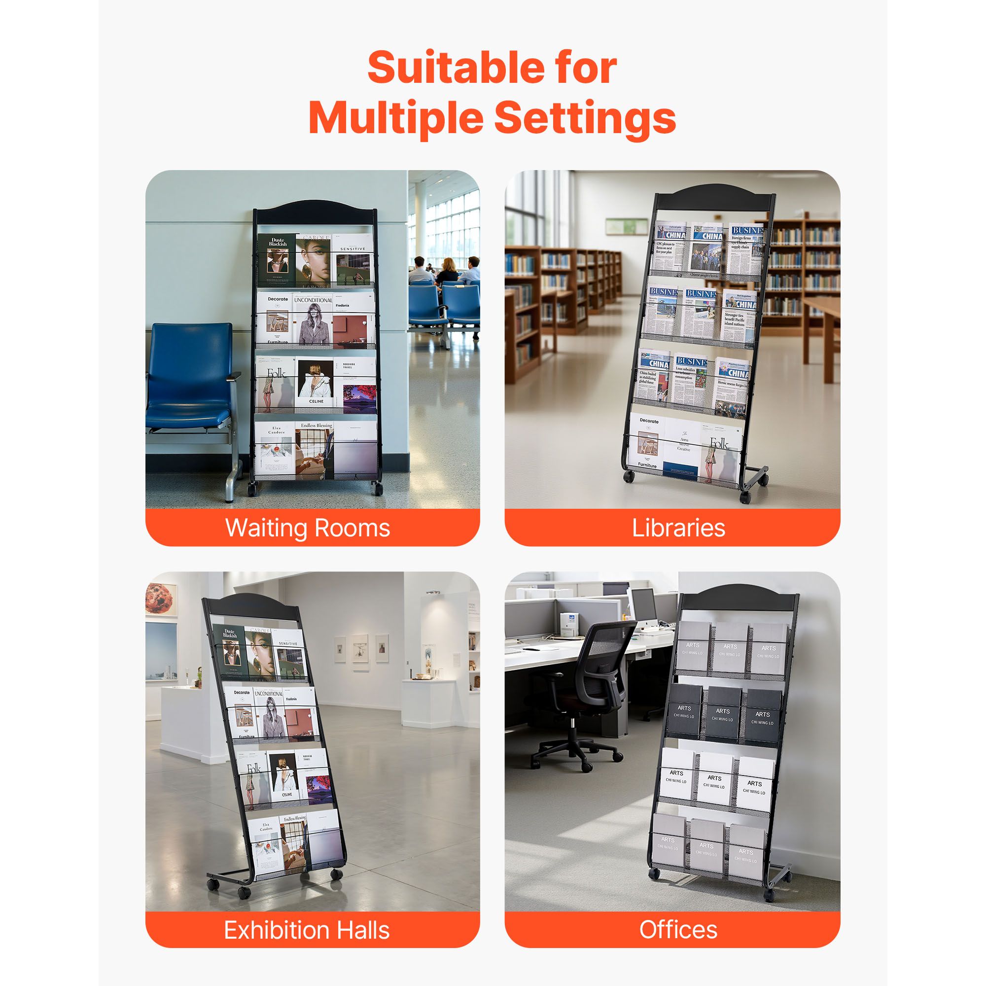 Brochure Display Rack, 4-Tier  - Magazine Holder Rack recension och pris