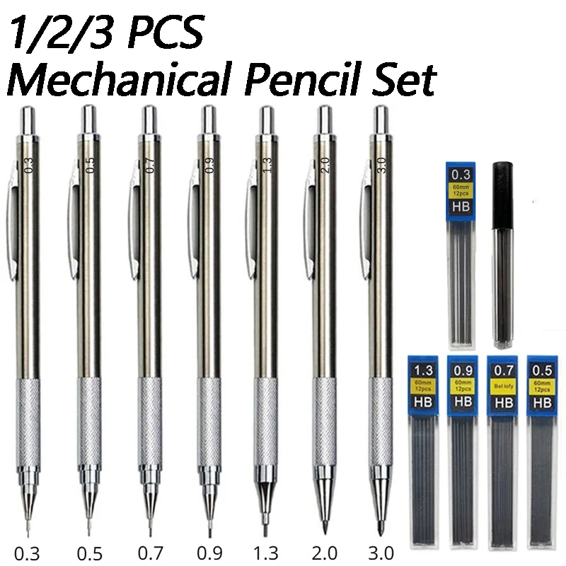 1/2/3 PCS Metal Drawing Pencil - Mechanical Pencil 0.3 recension och pris